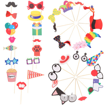36 ΤΕΜ Αξεσουάρ φωτογραφικού θαλάμου Photobooth Hen Party Wedding Props Graduation 2021 Circus Birthday Carnival for Clown