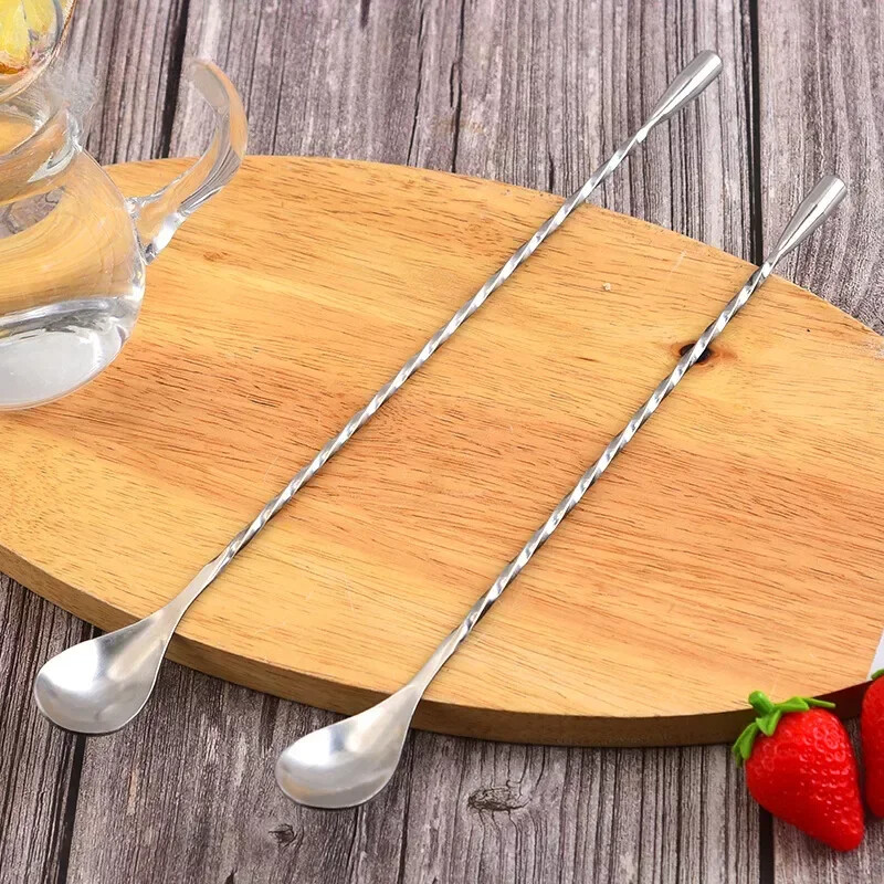 21/25/30 cm ilgos spiralinės rankenos kokteilių šaukštas barmeno gėrimų plaktuvas, maišyklės maišyklės viskio maišyklės viryklės virtuvės baro reikmenys, 1 vnt.