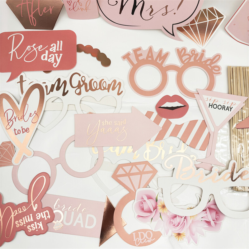 25 db Esküvői Fotófülke kellékek Leánybúcsúi dekoráció Menyasszony Miss To Mrs PhotoBooth kellékek Menyasszonyi zuhany tyúk éjszakai kellék