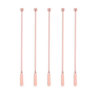 5 gab. Nerūsējošā tērauda maisītājs, dzērienu maisītājs, maisīšanas kokteiļa stienis, roze, zelts, taisns stienis, 19 cm