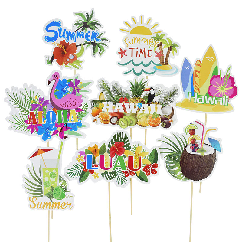 29/33 db Hawaii Flamingo Photobooth Hawaii Trópusi Nyári Photo Booth kellékek Leánybúcsú Esküvői Party Barkács dekoráció