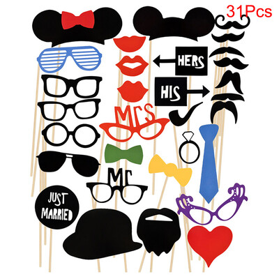 10-58 τμχ Φωτογραφική διακόσμηση γάμου Αστεία γυαλιά μουστακιού Bride To Be Handheld Photobooth Bachelorette Διακόσμηση πάρτι γενεθλίων