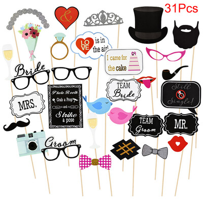 10-58 τμχ Φωτογραφική διακόσμηση γάμου Αστεία γυαλιά μουστακιού Bride To Be Handheld Photobooth Bachelorette Διακόσμηση πάρτι γενεθλίων