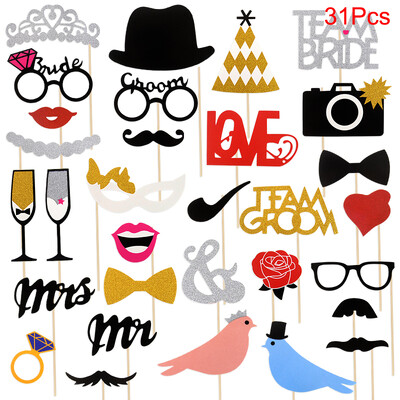 10-58 τμχ Φωτογραφική διακόσμηση γάμου Αστεία γυαλιά μουστακιού Bride To Be Handheld Photobooth Bachelorette Διακόσμηση πάρτι γενεθλίων