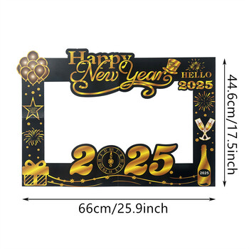 1Pcs 2025 Happy New Year Party Handheld Photo Booth Props Πλαίσιο Χριστουγεννιάτικου πρωτοχρονιάτικου πάρτι Παιδικό πάρτι για ενήλικες PhotoBooth Prop Home