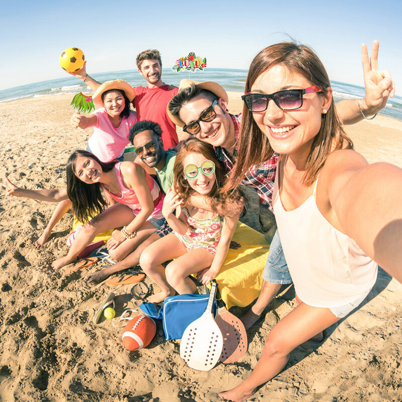 29/33Pcs Hawaiian Funny Photo Booth Props Χαβανέζικη διακόσμηση πάρτι Τροπικό γαμήλιο Photobooth Διακόσμηση καλοκαιρινών πάρτι