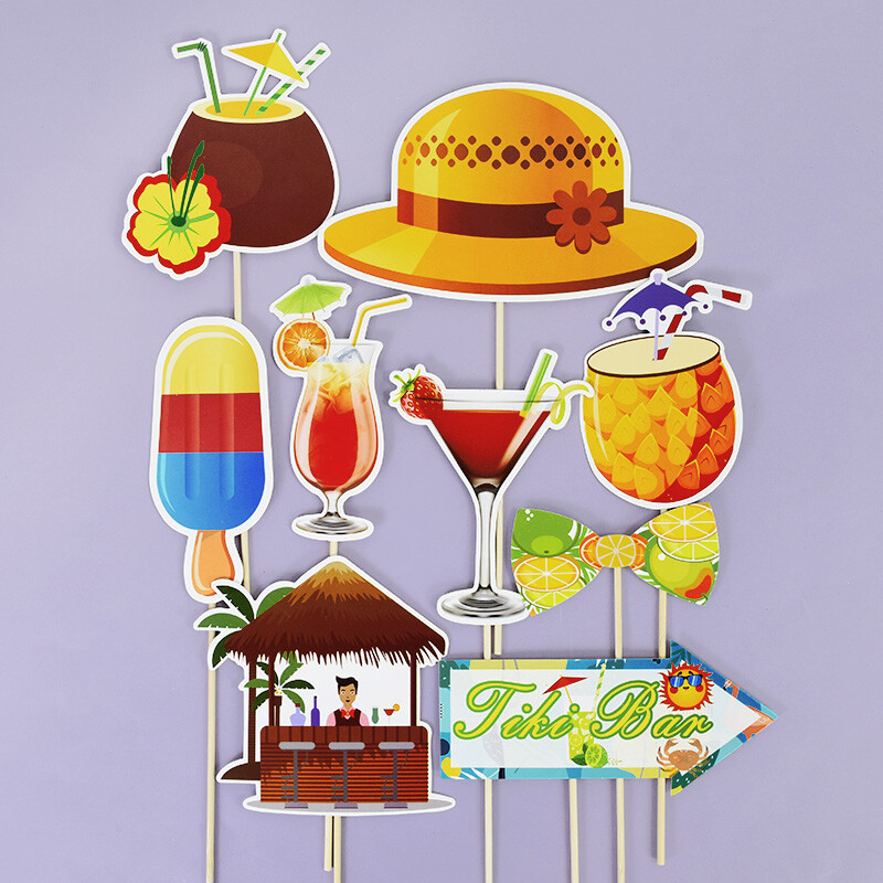 29/33Pcs Hawaiian Funny Photo Booth Props Χαβανέζικη διακόσμηση πάρτι Τροπικό γαμήλιο Photobooth Διακόσμηση καλοκαιρινών πάρτι