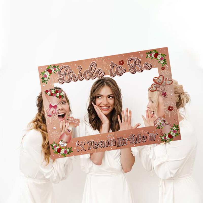 1 db Team Bride To Be Photo Booth keret kellékek Leánybúcsú dekoráció Menyasszonyi zuhany eljegyzéshez Esküvői fotózáshoz szükséges kellékek