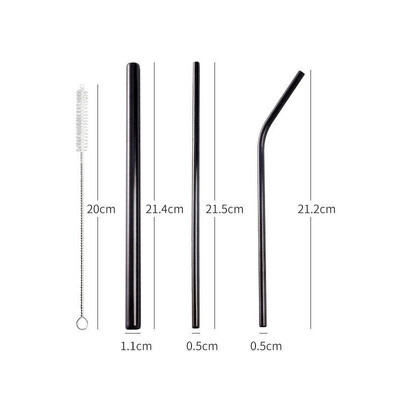 3vnt/rinkinys Daugkartinio naudojimo geriamųjų šiaudelių metaliniai šiaudeliai 304 nerūdijančio plieno šiaudelių rinkinys su šepetėliu Kokteilių šiaudeliai stikliniams gėrimams