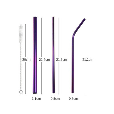 3vnt/rinkinys Daugkartinio naudojimo geriamųjų šiaudelių metaliniai šiaudeliai 304 nerūdijančio plieno šiaudelių rinkinys su šepetėliu Kokteilių šiaudeliai stikliniams gėrimams