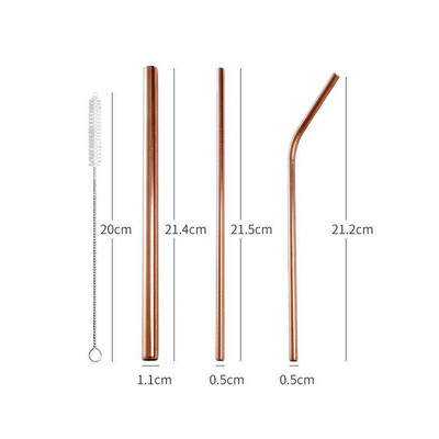 3vnt/rinkinys Daugkartinio naudojimo geriamųjų šiaudelių metaliniai šiaudeliai 304 nerūdijančio plieno šiaudelių rinkinys su šepetėliu Kokteilių šiaudeliai stikliniams gėrimams