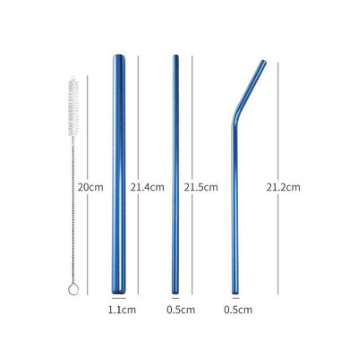 3vnt/rinkinys Daugkartinio naudojimo geriamųjų šiaudelių metaliniai šiaudeliai 304 nerūdijančio plieno šiaudelių rinkinys su šepetėliu Kokteilių šiaudeliai stikliniams gėrimams