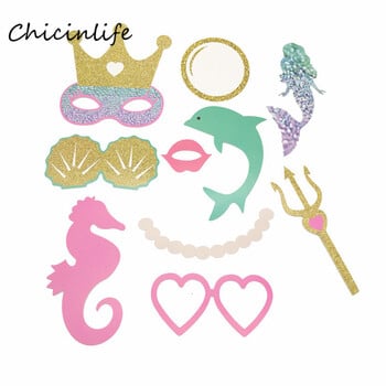 Chicinlife 1Set Mermaid Photobooth Props Γενέθλια Διακόσμηση γαμήλιου πάρτι Show μωρού Mermaid Party Photobooth Prop