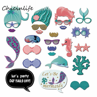 Chicinlife 1Szett Sellő fotófülke kellékek Születésnapi Esküvői Party Dekoráció Baba bemutató Hableányparti Photobooth Prop