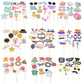 Boldog születésnapot Photo Booth kellékek DIY Flamingo Fox maszk Photo Booth kellékek Fotókiegészítők Babazuhany rendezvény party dekoráció