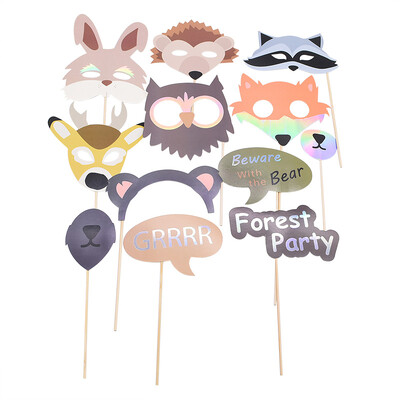 Boldog születésnapot Photo Booth kellékek DIY Flamingo Fox maszk Photo Booth kellékek Fotókiegészítők Babazuhany rendezvény party dekoráció