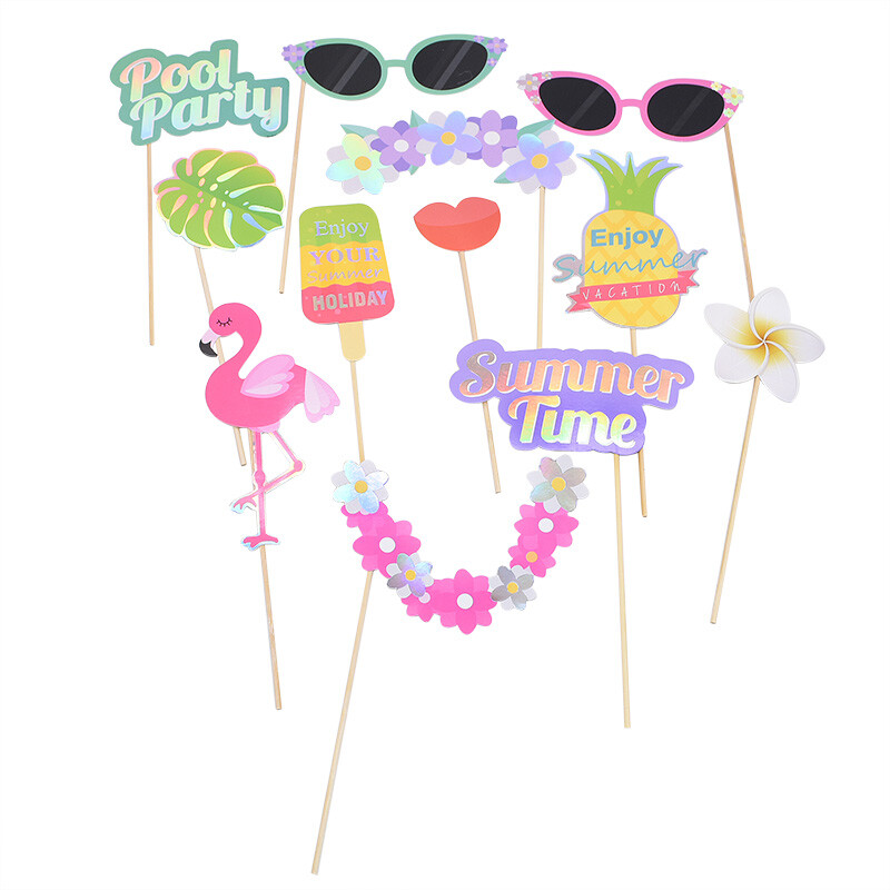 Boldog születésnapot Photo Booth kellékek DIY Flamingo Fox maszk Photo Booth kellékek Fotókiegészítők Babazuhany rendezvény party dekoráció