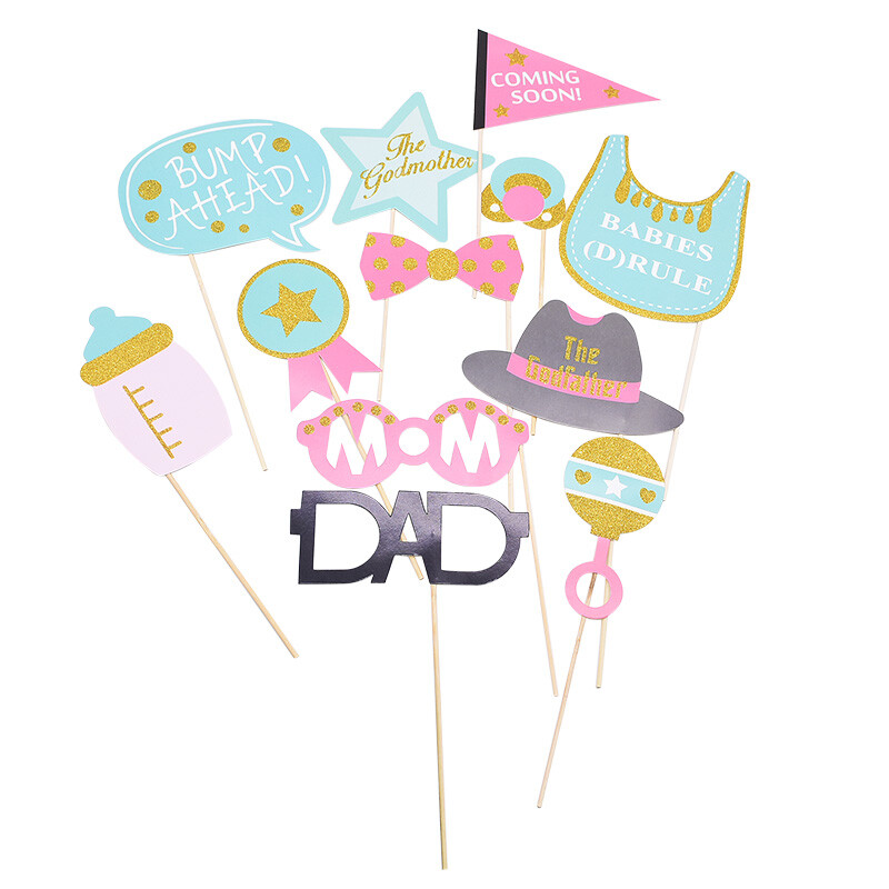 Boldog születésnapot Photo Booth kellékek DIY Flamingo Fox maszk Photo Booth kellékek Fotókiegészítők Babazuhany rendezvény party dekoráció