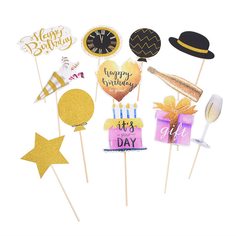 Boldog születésnapot Photo Booth kellékek DIY Flamingo Fox maszk Photo Booth kellékek Fotókiegészítők Babazuhany rendezvény party dekoráció