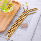 5 buc Pai de băut din oțel inoxidabil auriu cu perie de curățat Pai metalice reutilizabile desfăcute Accesoriu pentru bar Accesoriu pentru bar Ustensile de bucătărie