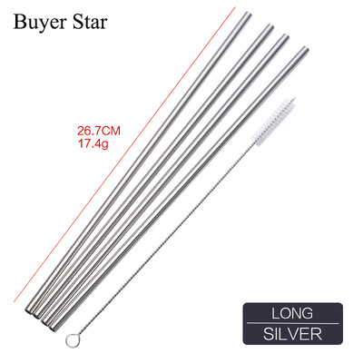 5 buc Pai de băut din oțel inoxidabil auriu cu perie de curățat Pai metalice reutilizabile desfăcute Accesoriu pentru bar Accesoriu pentru bar Ustensile de bucătărie