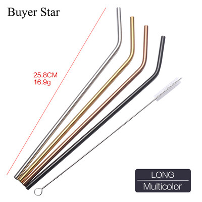 5 buc Pai de băut din oțel inoxidabil auriu cu perie de curățat Pai metalice reutilizabile desfăcute Accesoriu pentru bar Accesoriu pentru bar Ustensile de bucătărie