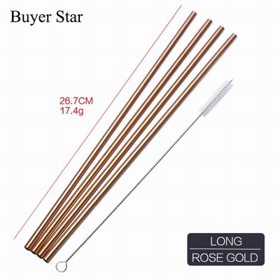 5 buc Pai de băut din oțel inoxidabil auriu cu perie de curățat Pai metalice reutilizabile desfăcute Accesoriu pentru bar Accesoriu pentru bar Ustensile de bucătărie