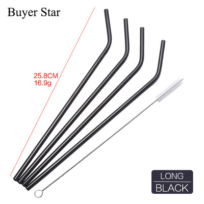 5 buc Pai de băut din oțel inoxidabil auriu cu perie de curățat Pai metalice reutilizabile desfăcute Accesoriu pentru bar Accesoriu pentru bar Ustensile de bucătărie