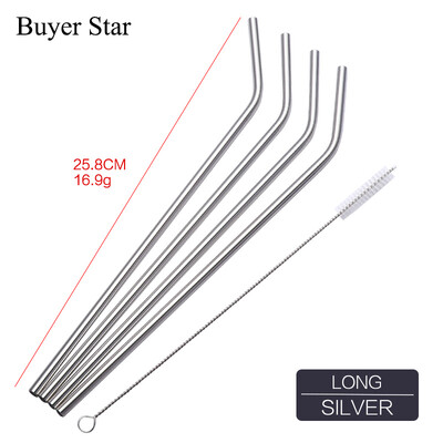 5 buc Pai de băut din oțel inoxidabil auriu cu perie de curățat Pai metalice reutilizabile desfăcute Accesoriu pentru bar Accesoriu pentru bar Ustensile de bucătărie