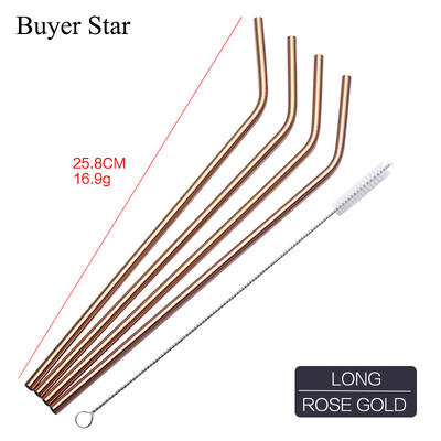 5 buc Pai de băut din oțel inoxidabil auriu cu perie de curățat Pai metalice reutilizabile desfăcute Accesoriu pentru bar Accesoriu pentru bar Ustensile de bucătărie