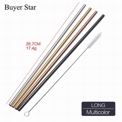 5 buc Pai de băut din oțel inoxidabil auriu cu perie de curățat Pai metalice reutilizabile desfăcute Accesoriu pentru bar Accesoriu pentru bar Ustensile de bucătărie