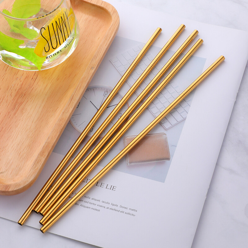 5 vnt Auksiniai nerūdijančio plieno gėrimo šiaudeliai su valikliu šepetėliu Daugkartinio naudojimo išlankstomi metaliniai šiaudeliai Barware Bar priedas Virtuvės įrankiai