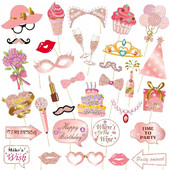 1 szett boldog születésnapot fotófülke kellékei Rózsaarany szelfi kellék bottal, vicces fényképező felirattal a születésnapi parti kellékekhez