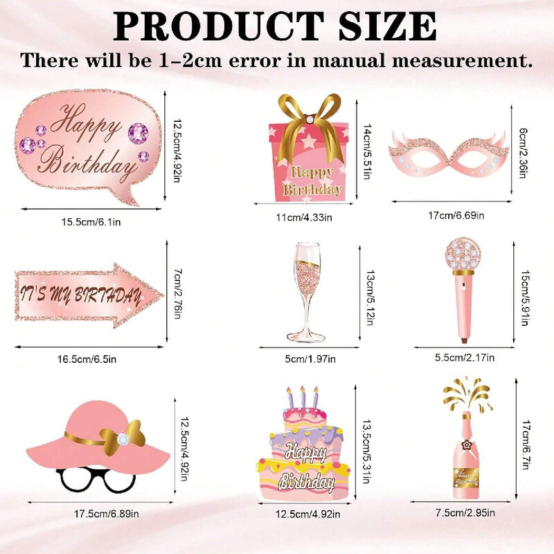 1 szett boldog születésnapot fotófülke kellékei Rózsaarany szelfi kellék bottal, vicces fényképező felirattal a születésnapi parti kellékekhez