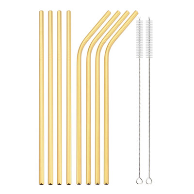 Set de paie reutilizabile din argint, 4/8 buc, paie din oțel inoxidabil 304, paie de băut îndoite drepte, cu perie de curățare, accesoriu pentru bar de acasă