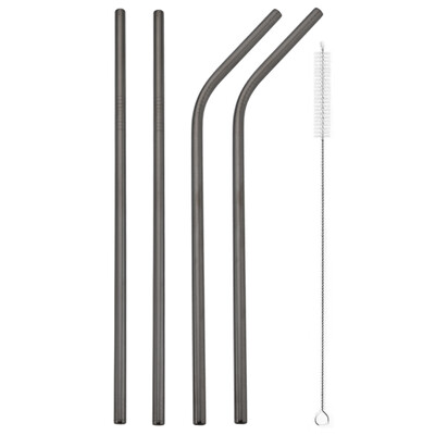 Set de paie reutilizabile din argint, 4/8 buc, paie din oțel inoxidabil 304, paie de băut îndoite drepte, cu perie de curățare, accesoriu pentru bar de acasă