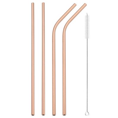 Set de paie reutilizabile din argint, 4/8 buc, paie din oțel inoxidabil 304, paie de băut îndoite drepte, cu perie de curățare, accesoriu pentru bar de acasă