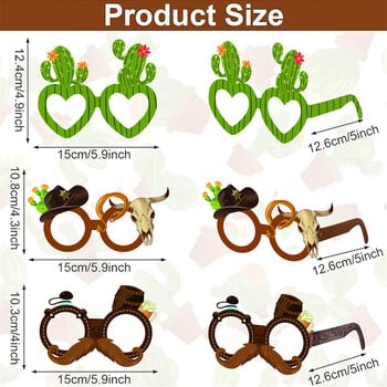 12 бр. Уестърн тематични хартиени фото кабини за очила, дънкови реквизити за снимки, подходящи за декориране на тематични партита, рождени дни и др.