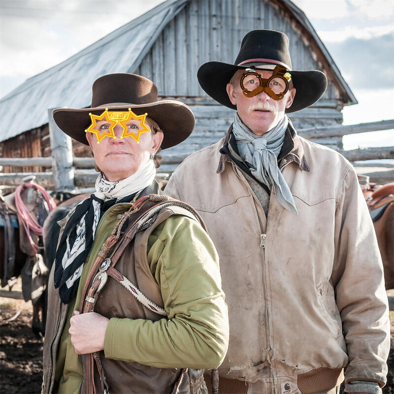 12db Western témájú papír fotófülke szemüveg, farmer fotó kellékek, alkalmas tematikus bulik, születésnapi bulik stb.