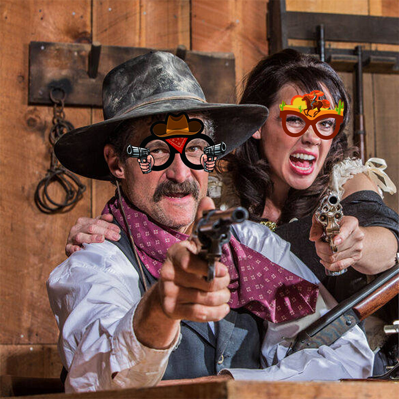 12db Western témájú papír fotófülke szemüveg, farmer fotó kellékek, alkalmas tematikus bulik, születésnapi bulik stb.