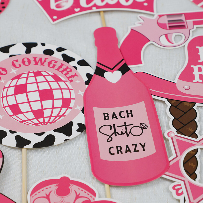 25 db Western Cowgirl Last Rodeo Photo Booth kellékek Pink Let`s Go Girl témához Születésnapi Leánybúcsúi dekoráció