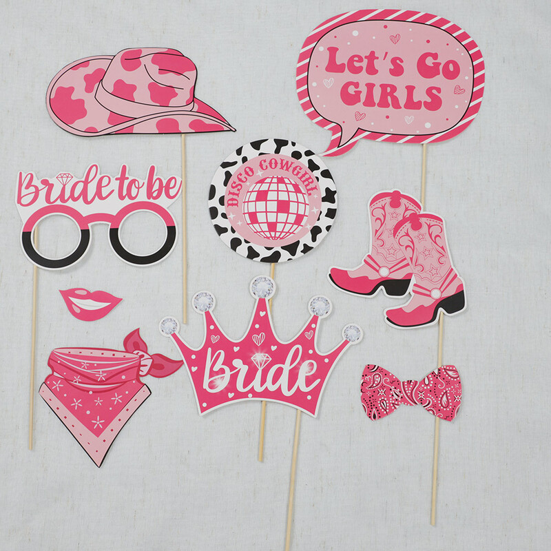 25 db Western Cowgirl Last Rodeo Photo Booth kellékek Pink Let`s Go Girl témához Születésnapi Leánybúcsúi dekoráció