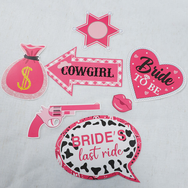25 db Western Cowgirl Last Rodeo Photo Booth kellékek Pink Let`s Go Girl témához Születésnapi Leánybúcsúi dekoráció