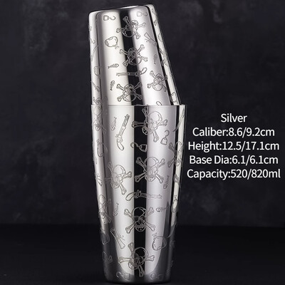 Bár Koktél Shaker Boston Shaker Rozsdamentes acél Gravírozó Shaker Bar Tartozék Bartender eszközök otthonra és bárra