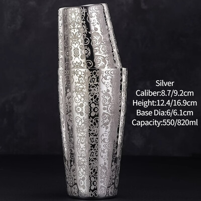 Bár Koktél Shaker Boston Shaker Rozsdamentes acél Gravírozó Shaker Bar Tartozék Bartender eszközök otthonra és bárra