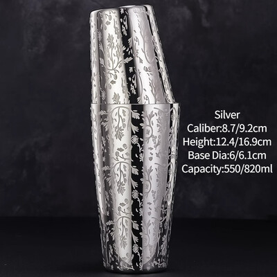 Bár Koktél Shaker Boston Shaker Rozsdamentes acél Gravírozó Shaker Bar Tartozék Bartender eszközök otthonra és bárra