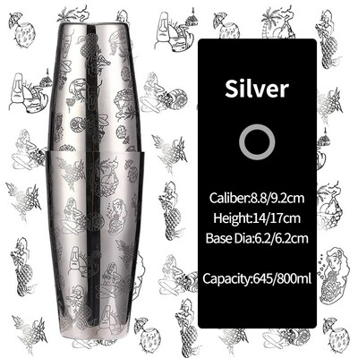 Bár Koktél Shaker Boston Shaker Rozsdamentes acél Gravírozó Shaker Bar Tartozék Bartender eszközök otthonra és bárra