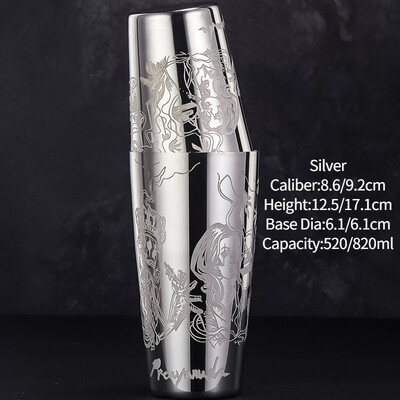 Bár Koktél Shaker Boston Shaker Rozsdamentes acél Gravírozó Shaker Bar Tartozék Bartender eszközök otthonra és bárra