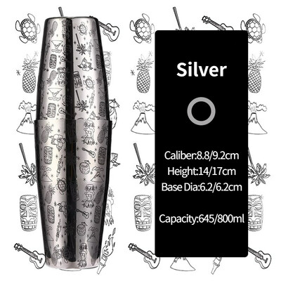 Bár Koktél Shaker Boston Shaker Rozsdamentes acél Gravírozó Shaker Bar Tartozék Bartender eszközök otthonra és bárra