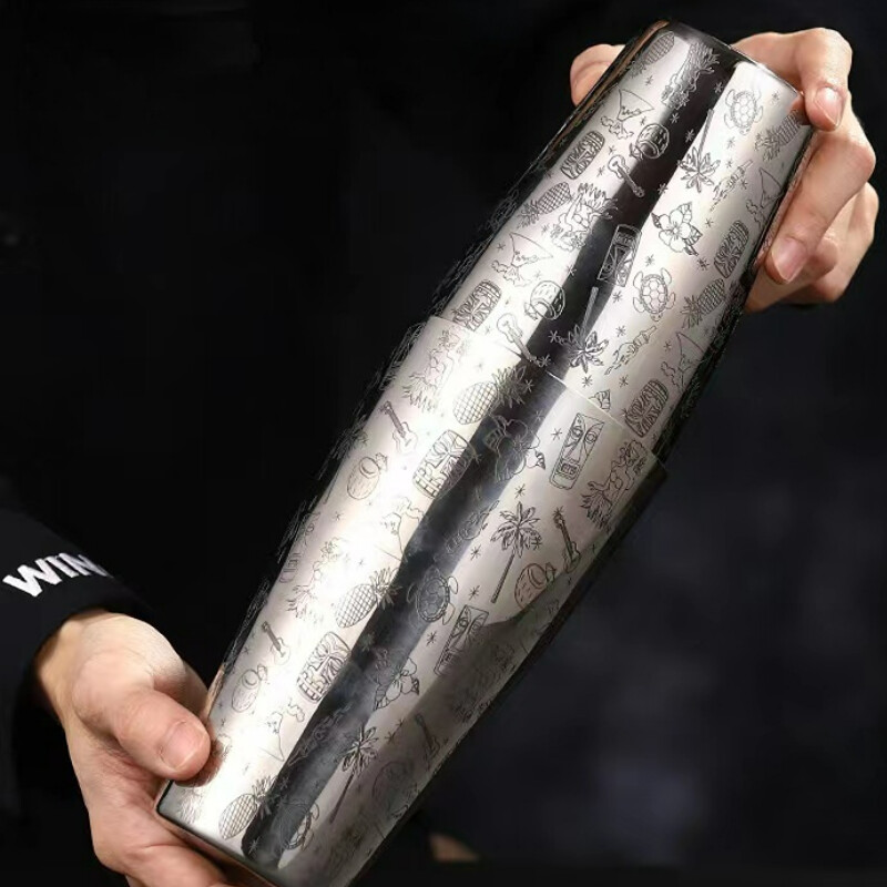 Bár Koktél Shaker Boston Shaker Rozsdamentes acél Gravírozó Shaker Bar Tartozék Bartender eszközök otthonra és bárra